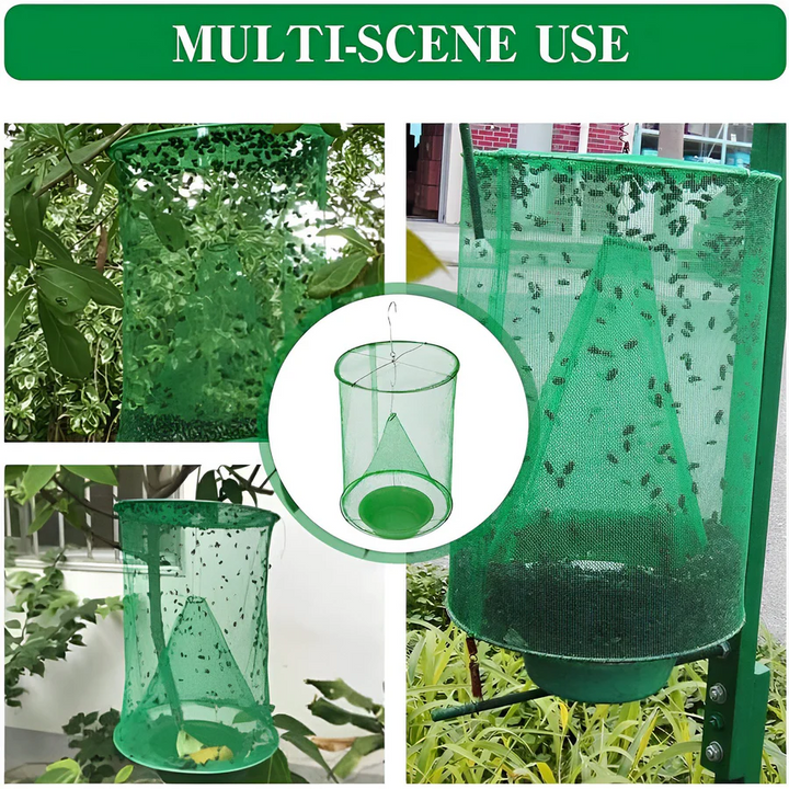 Easy-install outdoor fly trap for effective pest control. Stable, reusable bug catcher for home, garden, & farm.