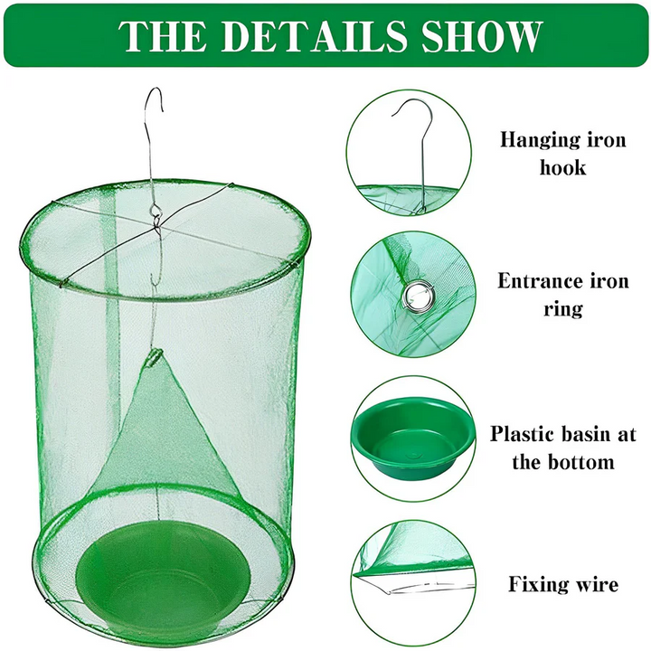 Powerful outdoor fly trap offering home defense. Efficient, reusable insect catcher for farm & garden pest control.