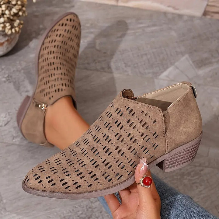 Pink Eleanor cutout ankle boots for women, spring casual footwear with lightweight comfort.