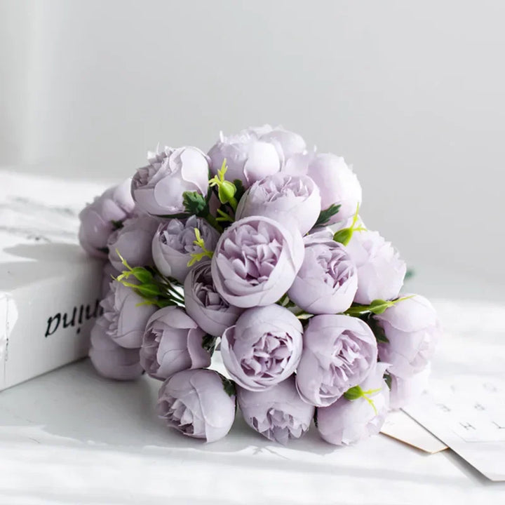 Elegant artificial silk peony bouquet for sophisticated home decor. Perfect faux flowers.