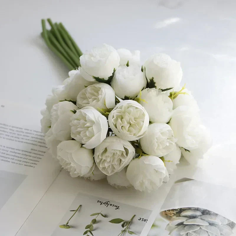 Vibrant artificial silk peony bouquet, a beautiful and lasting home decor flower arrangement.