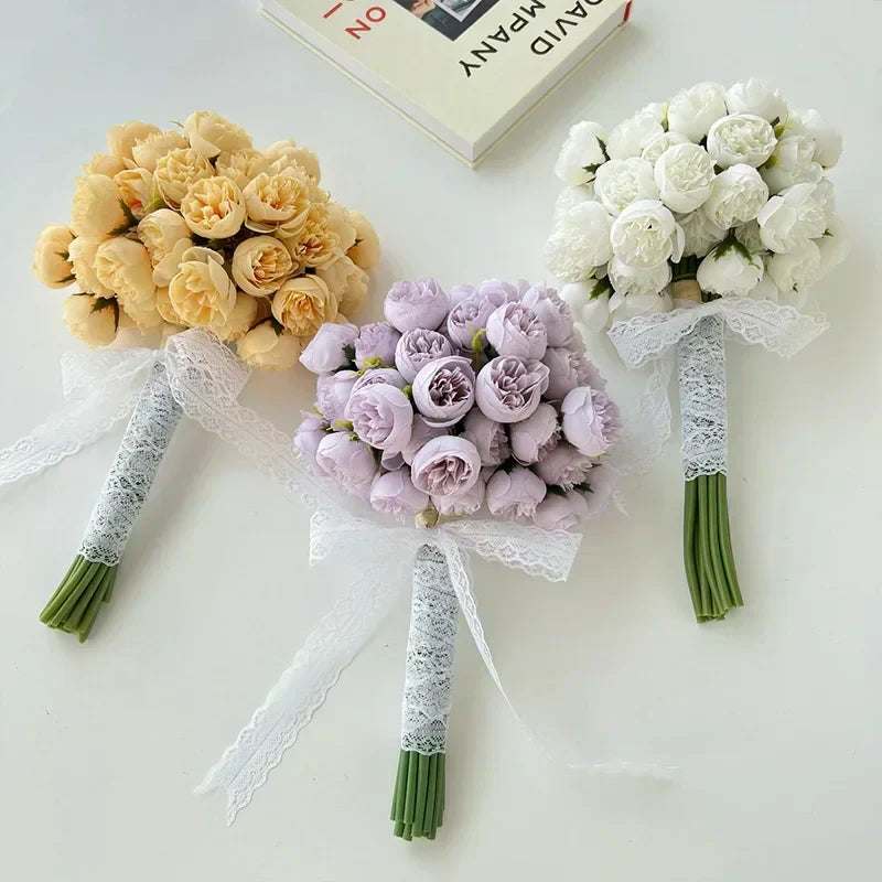 Beautiful artificial peony bouquet with silk flowers, bringing elegant decor to any setting.