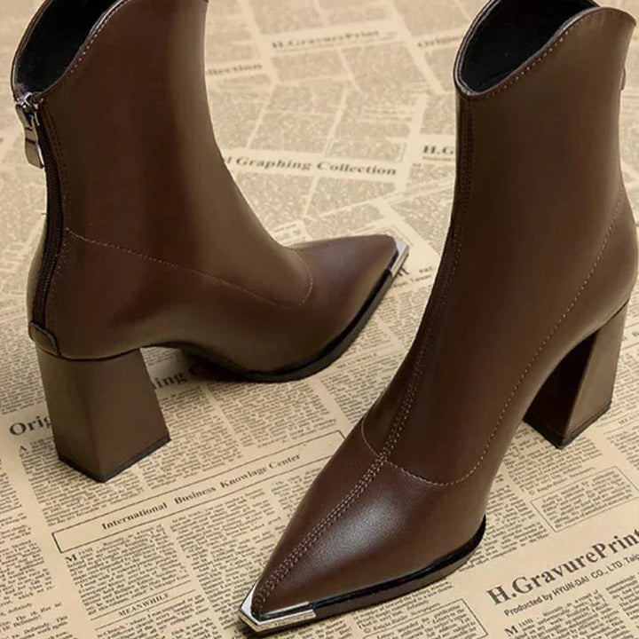 New arrival: women's pointed toe heel ankle boots, combining spring fashion with timeless elegance.