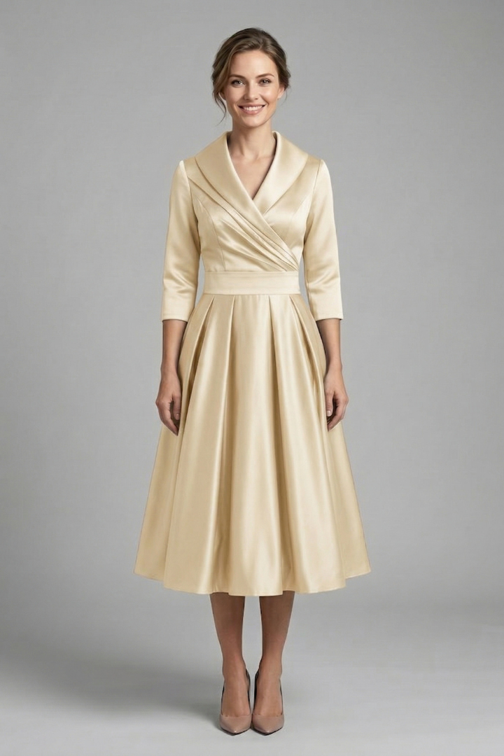 Burgundy women's elegant midi dress, a stunning wrap neckline and perfectly pleated skirt for events.