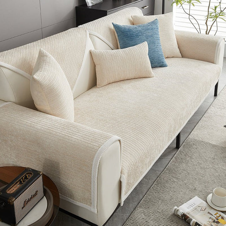 Elegant Chenille Striped Anti - Scratch Couch Cover for Living Room - Lexians