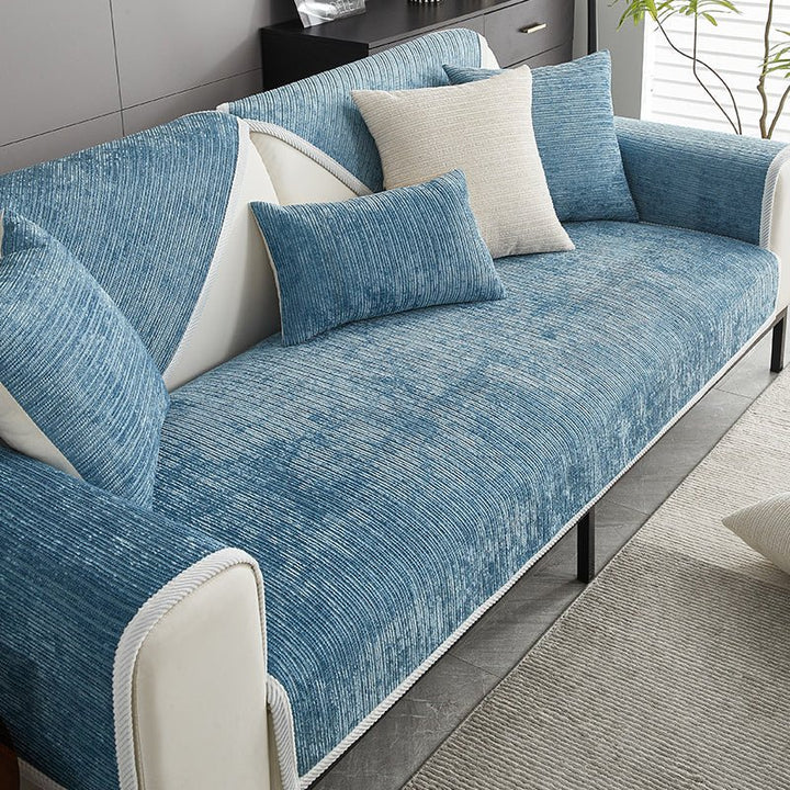 Elegant Chenille Striped Anti - Scratch Couch Cover for Living Room - Lexians