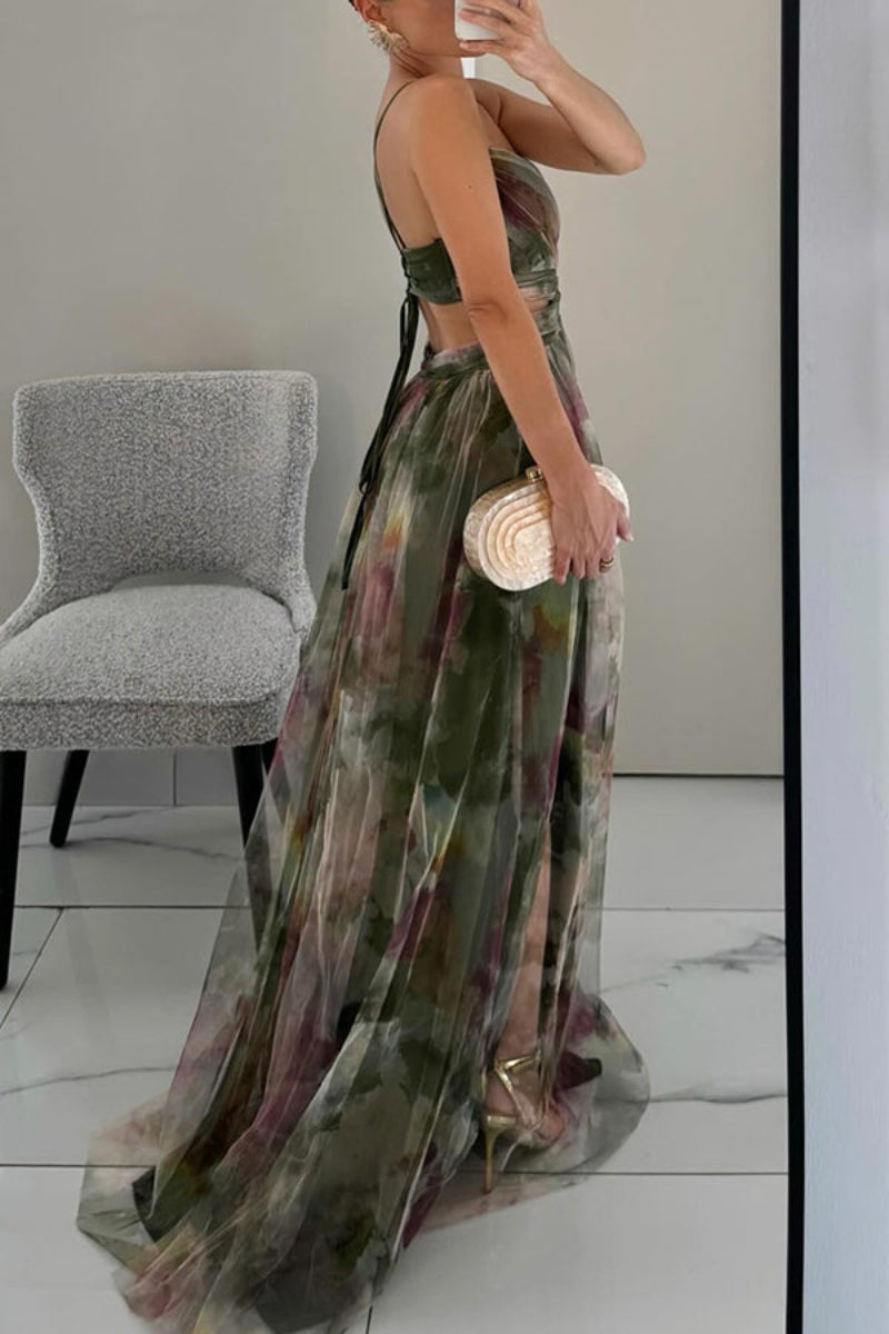Vibrant floral print wrap maxi dress for women, featuring a flattering V-neck, suitable for summer parties.