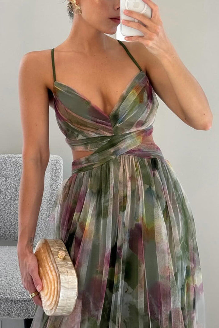 Sophisticated women's V-neck floral wrap maxi dress, a stylish choice for wedding guests or parties.