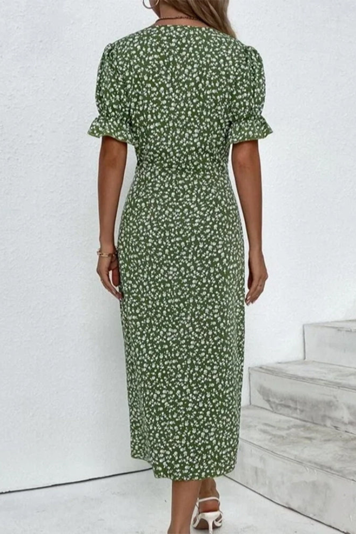 Stylish blue flowing midi dress for women, an elegant and comfortable choice for casual or party wear.