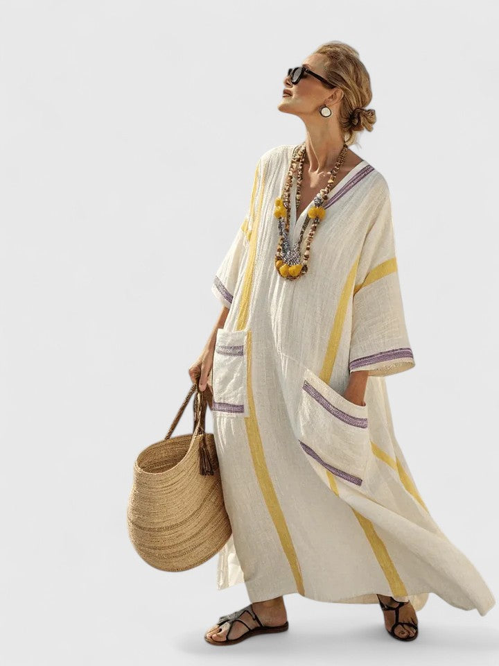 Graceful long flowy maxi dress for women. Comfortable relaxed fit with timeless elegant style.