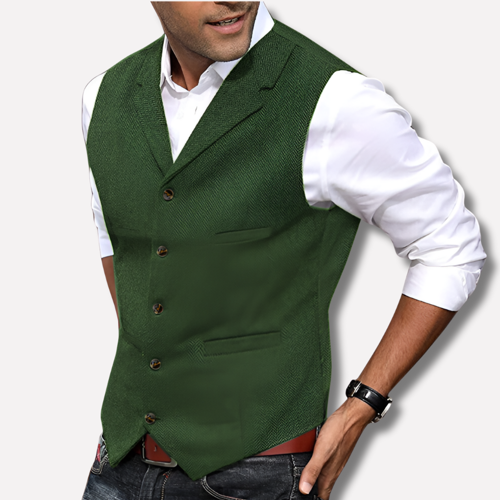 Stylish men's wedding vest, ideal for grooms & formal occasions. A tailored, elegant layer for special events.