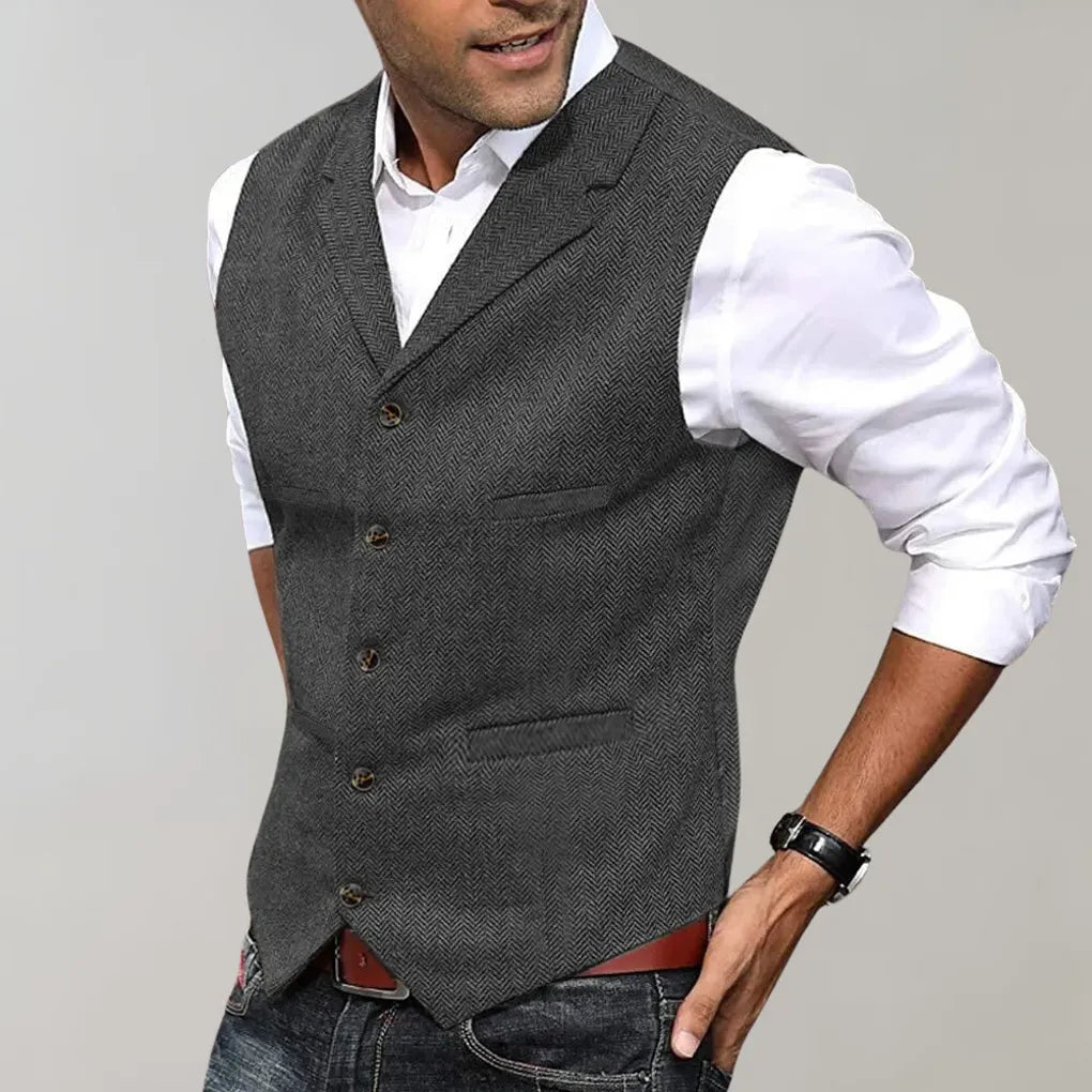 Men's business suit vest in a classic design, perfect for office wear & professional formal looks. Tailored elegance.