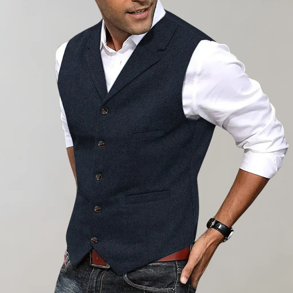 Refined men's suit vest for smart casual & formal layering. Adds elegance & a tailored finish to any menswear outfit.