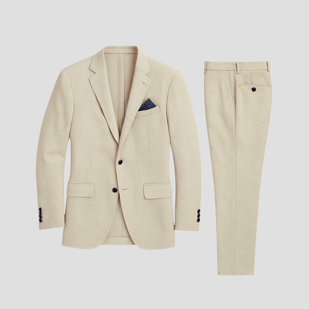 Stylish men's summer suit, a sophisticated two-piece for formal wear, ideal for weddings & smart casual events.