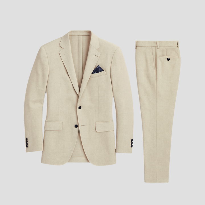 Stylish men's summer suit, a sophisticated two-piece for formal wear, ideal for weddings & smart casual events.