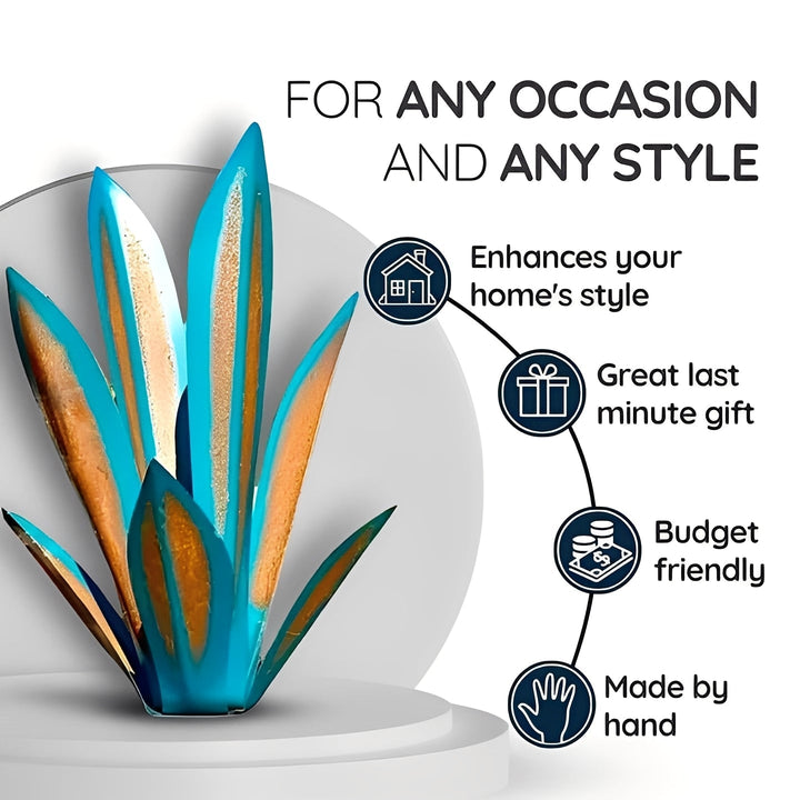 TavvitaImp008 elegant agave metal art for outdoor garden and patio home decor.