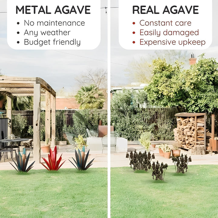 Artistic metal agave sculpture, a stunning piece of outdoor & indoor decor.