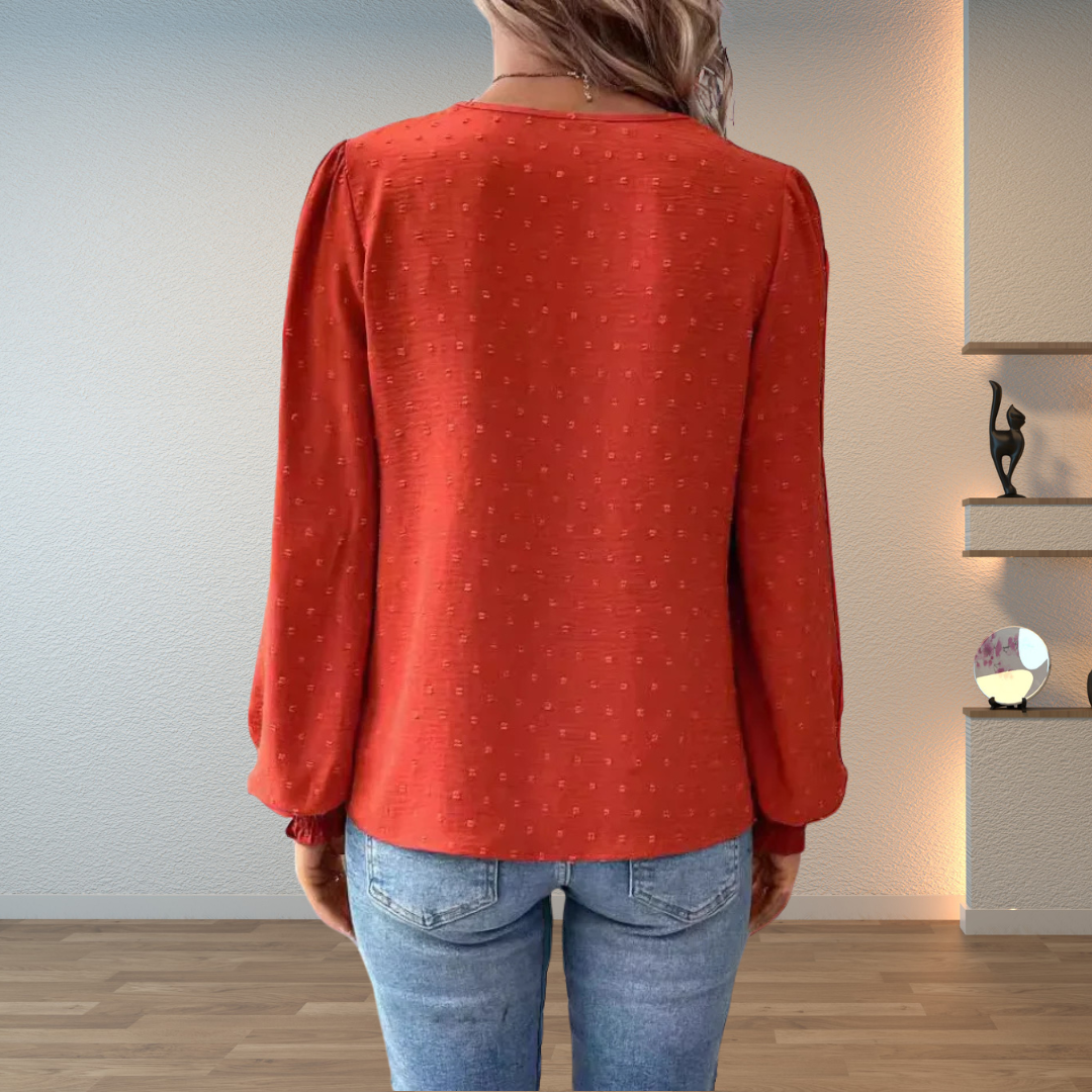 Chic black lace detail blouse for women, lightweight & elegant. Versatile for casual or dressy style.