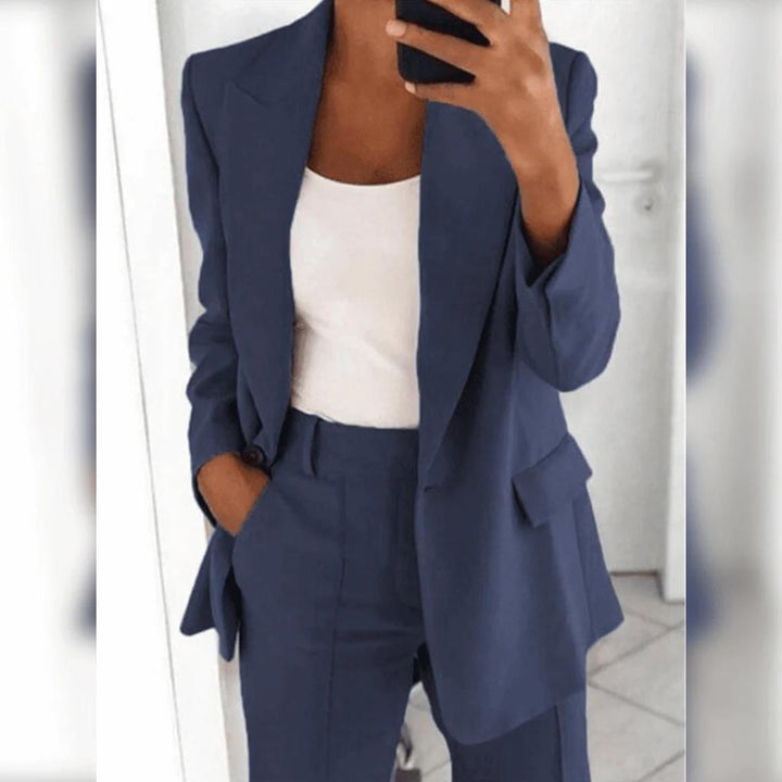 Polished women's formal suit set, ideal for business, workwear, or elegant special occasion fashion.