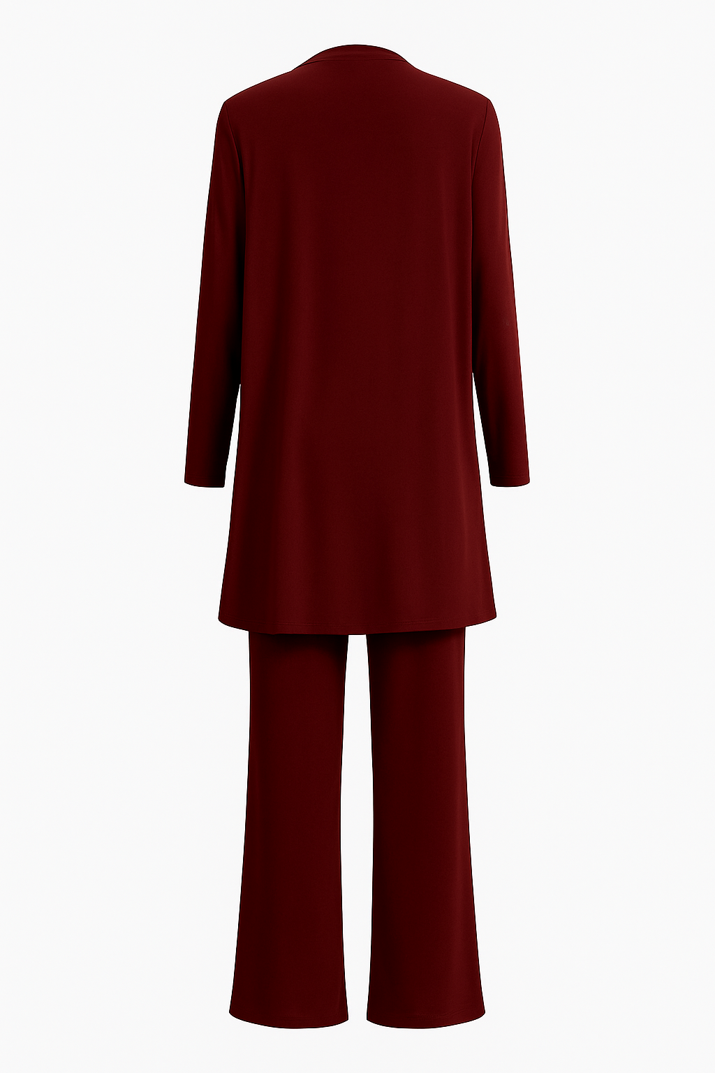 Women's elegant 3-piece suit set: jacket, tailored pants & top. Smart casual fashion.