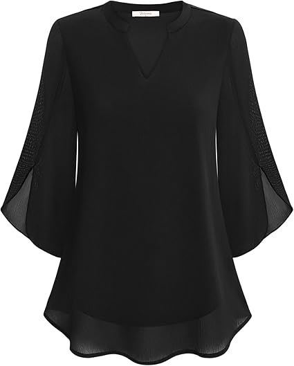 Sophisticated women's bell sleeve top featuring a flattering V-neck, ideal for dressy occasions.