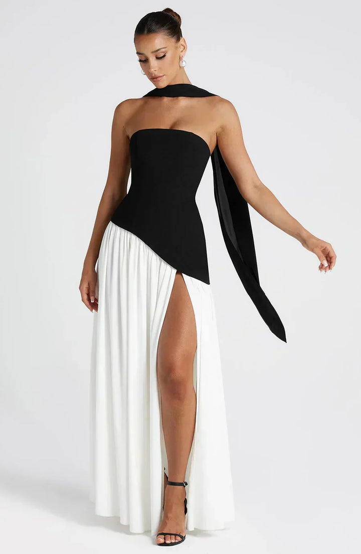 Chic purple asymmetric maxi dress, women's formal attire, a sophisticated choice for wedding guests.