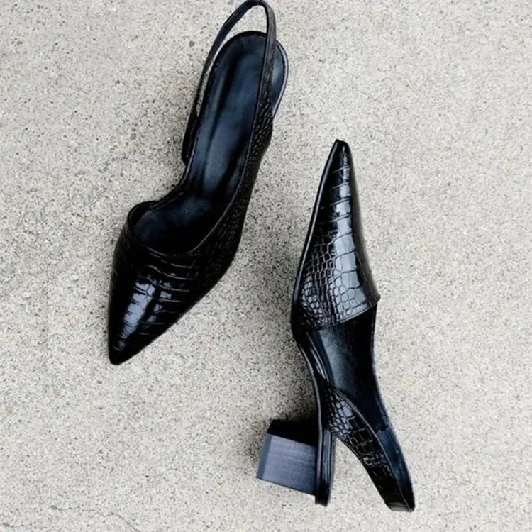 Elegant women's black block heel pumps, perfect for formal spring events and office wear.