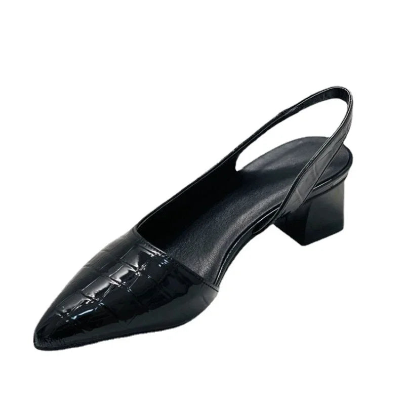 Fashionable women's high heels, showcasing elegant pumps with a sturdy block heel for spring.