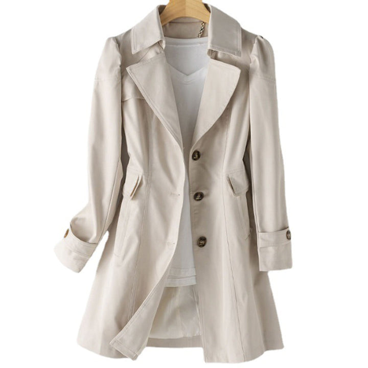 Stylish women's trench coat, double-breasted design, perfect classic spring jacket
