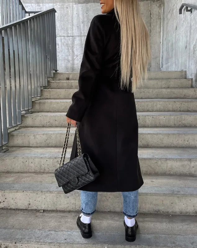 Women's trench coat, classic long sleeve design, ideal for fashionable fall and winter outfitting