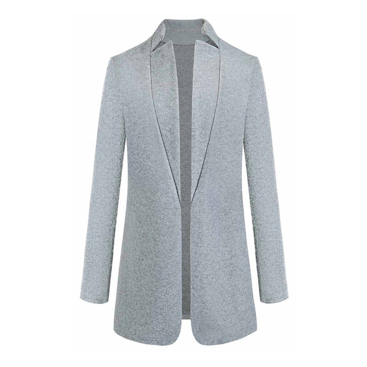A women's classic long coat, designed with tailored precision and a stylish lapel for winter apparel.