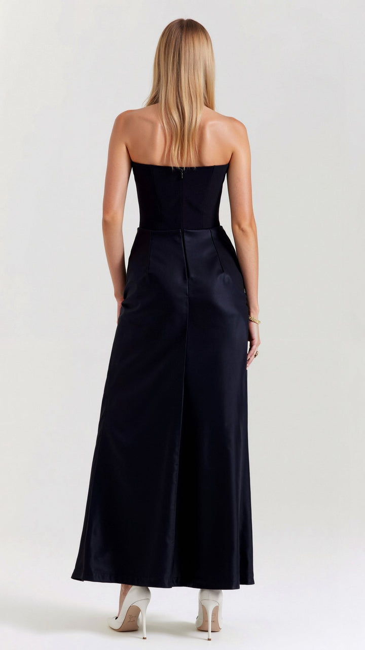Sleeveless column maxi dress for women in a rich navy blue, ideal for evening occasionwear