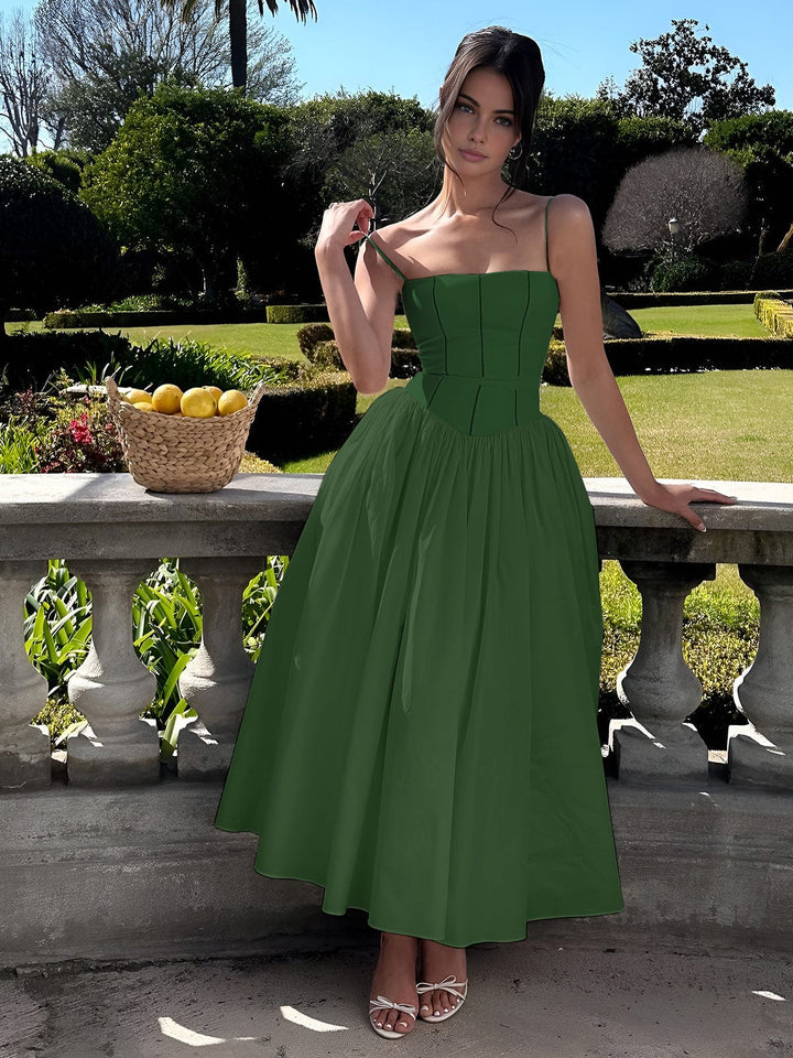 Sophisticated women's wedding guest dress: a corset midi style in a classic, elegant design