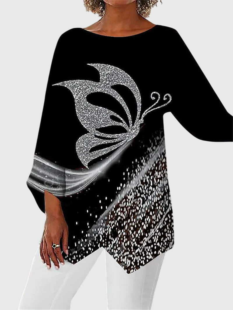 Elegant women's crew neck top. Versatile short-sleeve shirt for chic casual fashion or work wear. Comfortable & stylish.