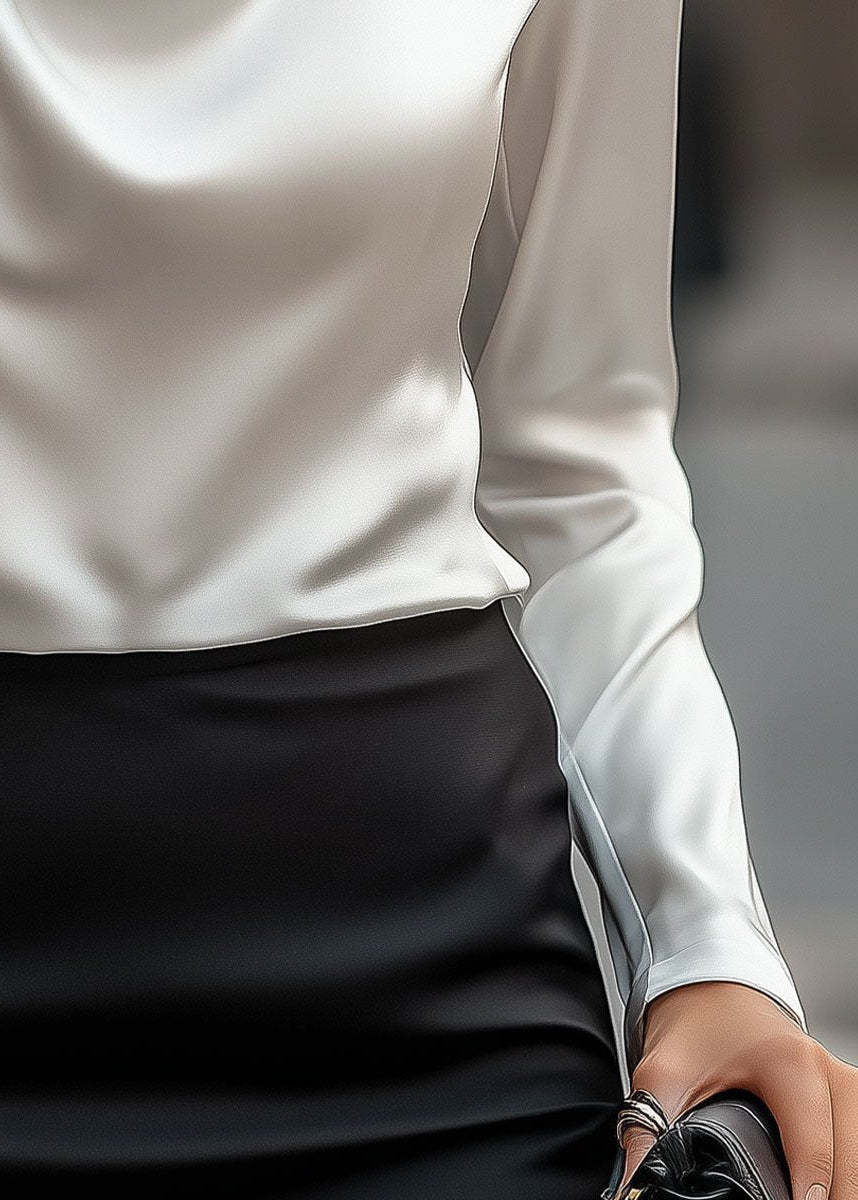 Workwear women's blouse with draped cowl neck and collar, a sophisticated & comfortable professional top.