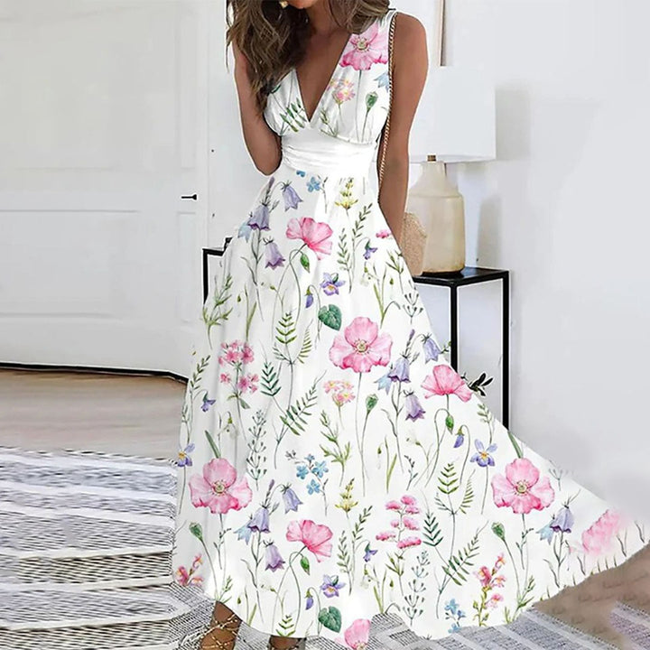 Beautiful women's floral sleeveless maxi dress, a versatile and fashionable piece for women's wear.