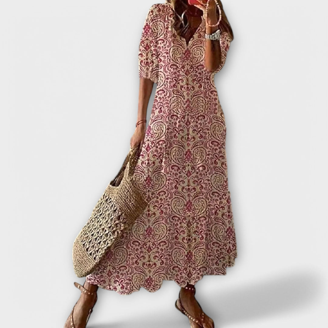 Comfortable flowy maxi dress for women, great for casual wear, beach days, or relaxed summer style.