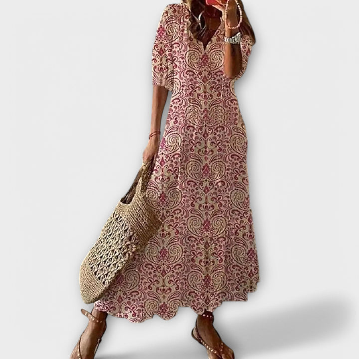 Comfortable flowy maxi dress for women, great for casual wear, beach days, or relaxed summer style.