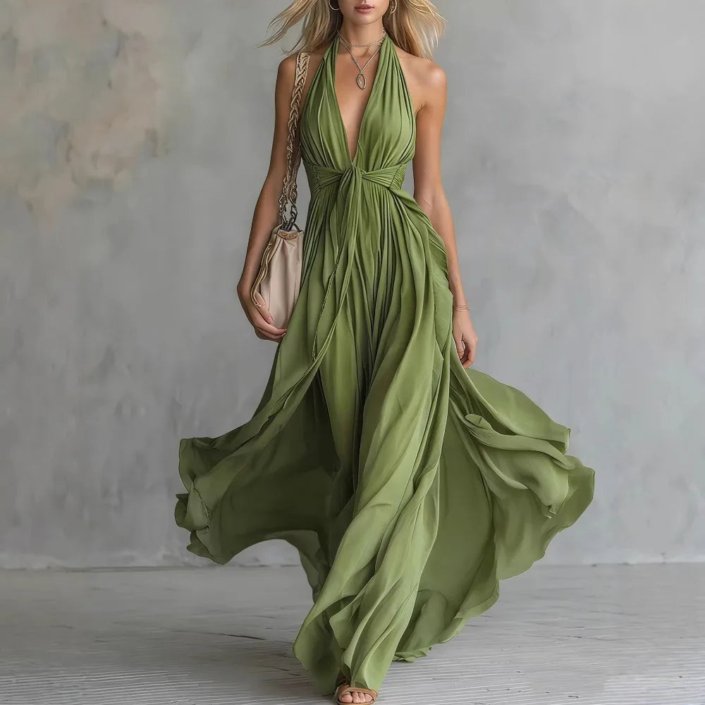 Sophisticated women's elegant maxi party dress with a flowy silhouette. Perfect for evening events.