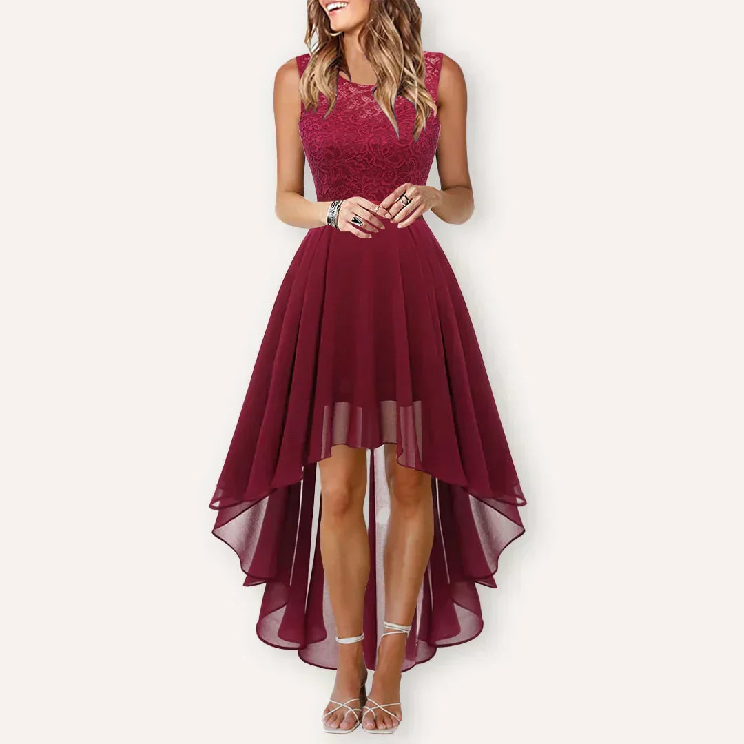 Formal high-low dress for women, suitable for special occasion wear and evening events.