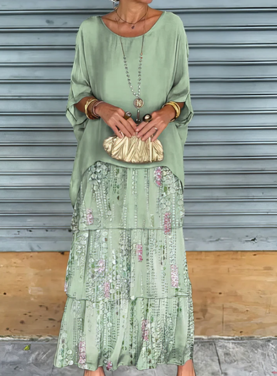 Versatile women's elegant layered maxi dress. Flowy A-line design, perfect for bohemian, party & casual chic.