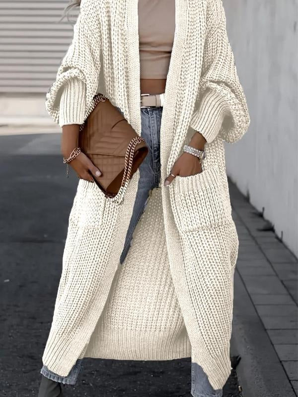 Longline knit cardigan for women, wool blend, elegant and cozy, a must-have for winter fashion.