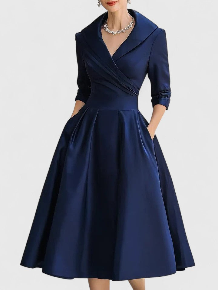 Versatile women's elegant midi dress for formal events, weddings & parties. Flattering and chic apparel.