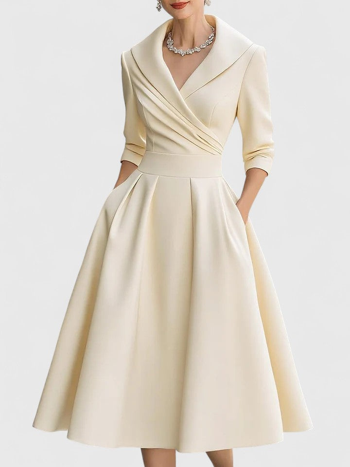Elegant women's midi dress for special occasions. Classic formal wear & chic party dress for evening.