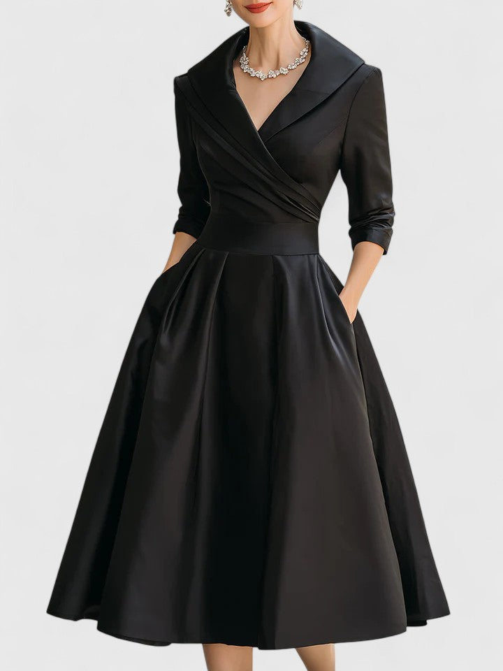 Elegant women's midi dress for versatile classic style. Perfect for cocktail parties, evening wear, and sophisticated fashion.