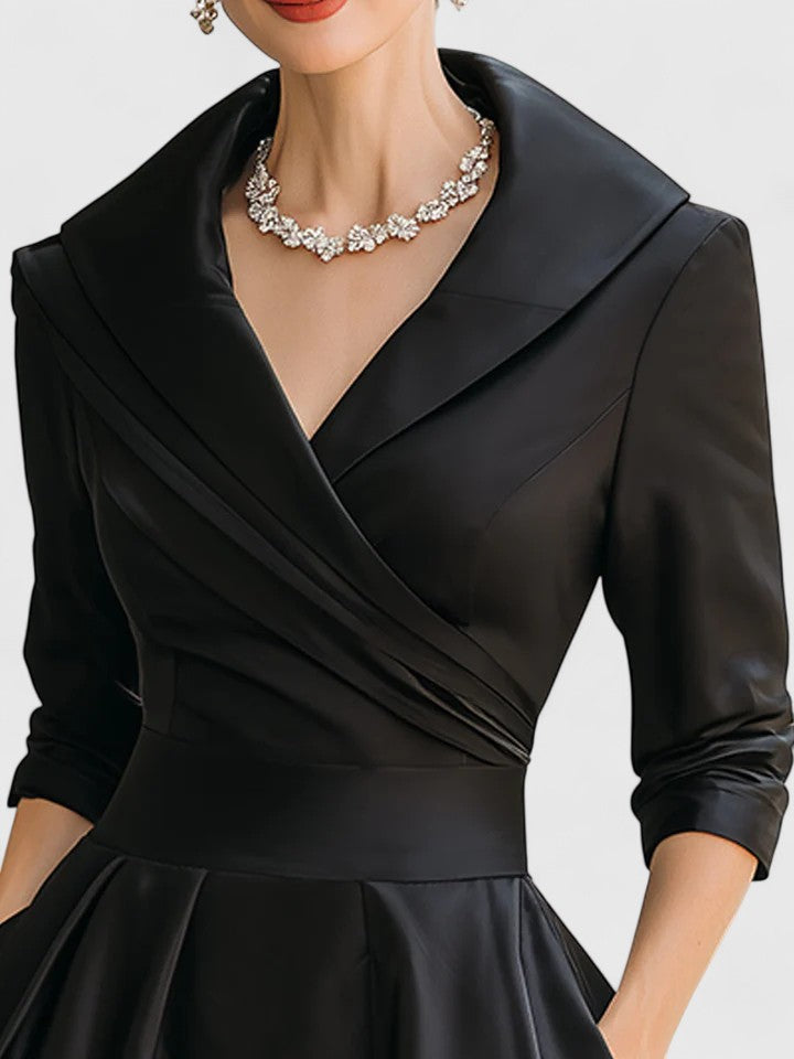 Stylish women's midi dress with pockets. Flattering for cocktail parties, evening events, and versatile fashion.