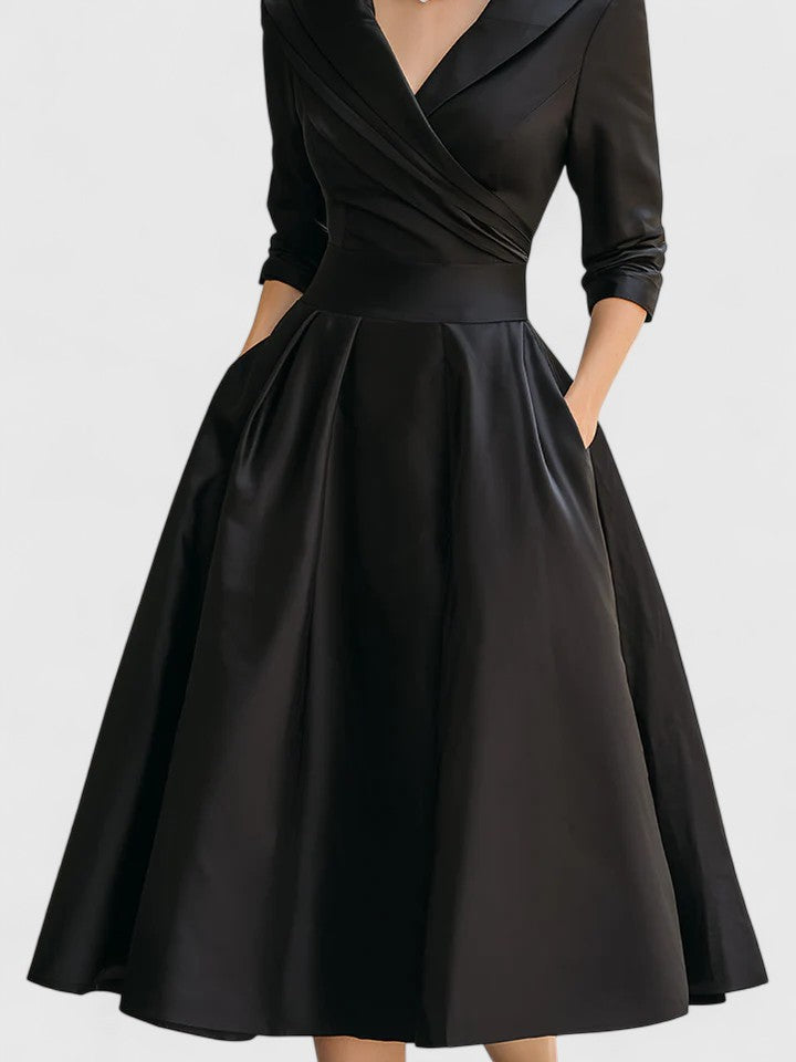 Classic women's midi dress, elegant and versatile. Ideal for cocktail parties, evening wear, and stylish women's fashion.