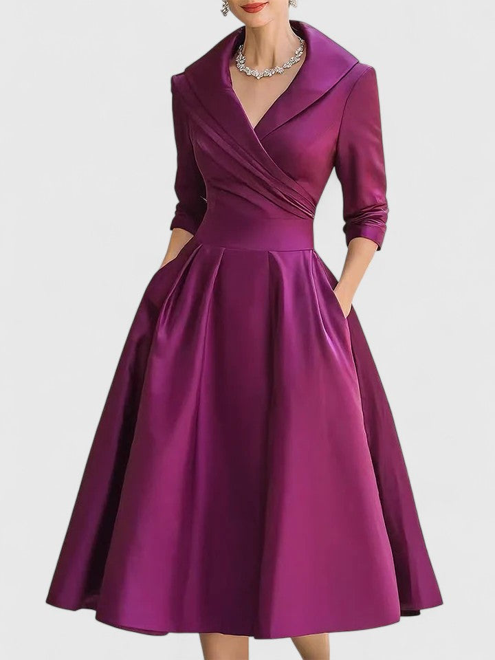Timeless women's midi dress, elegant and versatile. A classic style for evening wear, cocktail parties, and fashion.