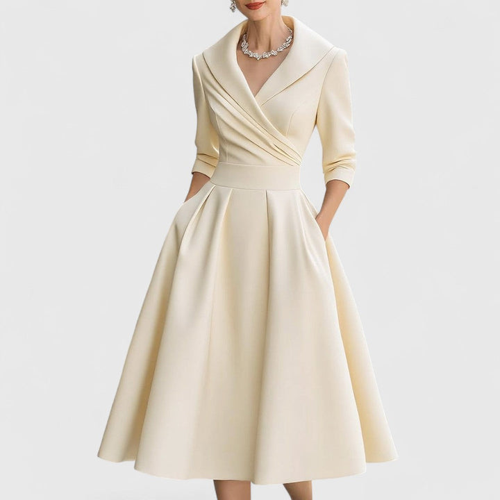 Versatile women's elegant midi dress for casual chic or formal events, with a flattering silhouette.