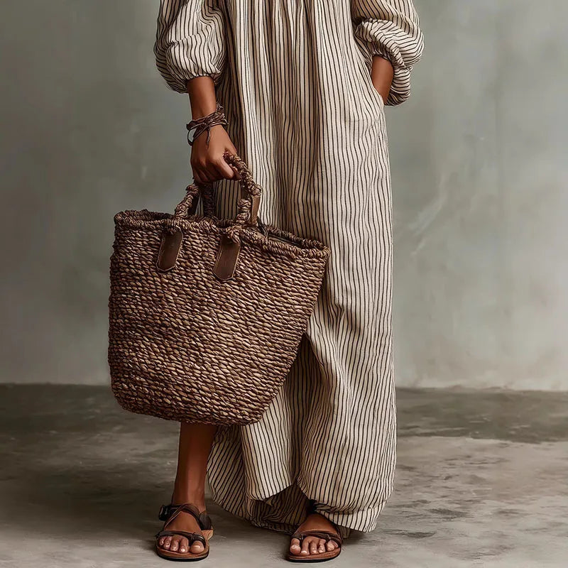 Elegant off-shoulder maxi dress, a flowy women's party dress with puff sleeves.